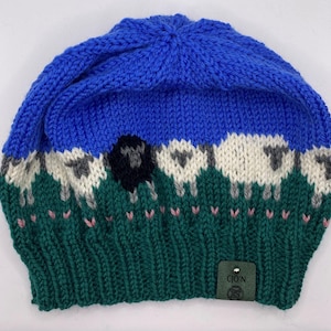 Sheep patterned knitted beanie