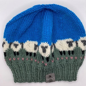 Sheep patterned knitted hat