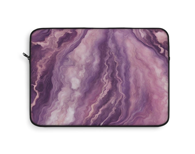 Purple Marble Laptop Sleeve with Plush Fleece Interior -Protective Case for Laptop - Three Sizes Available - Lightweight and Durable