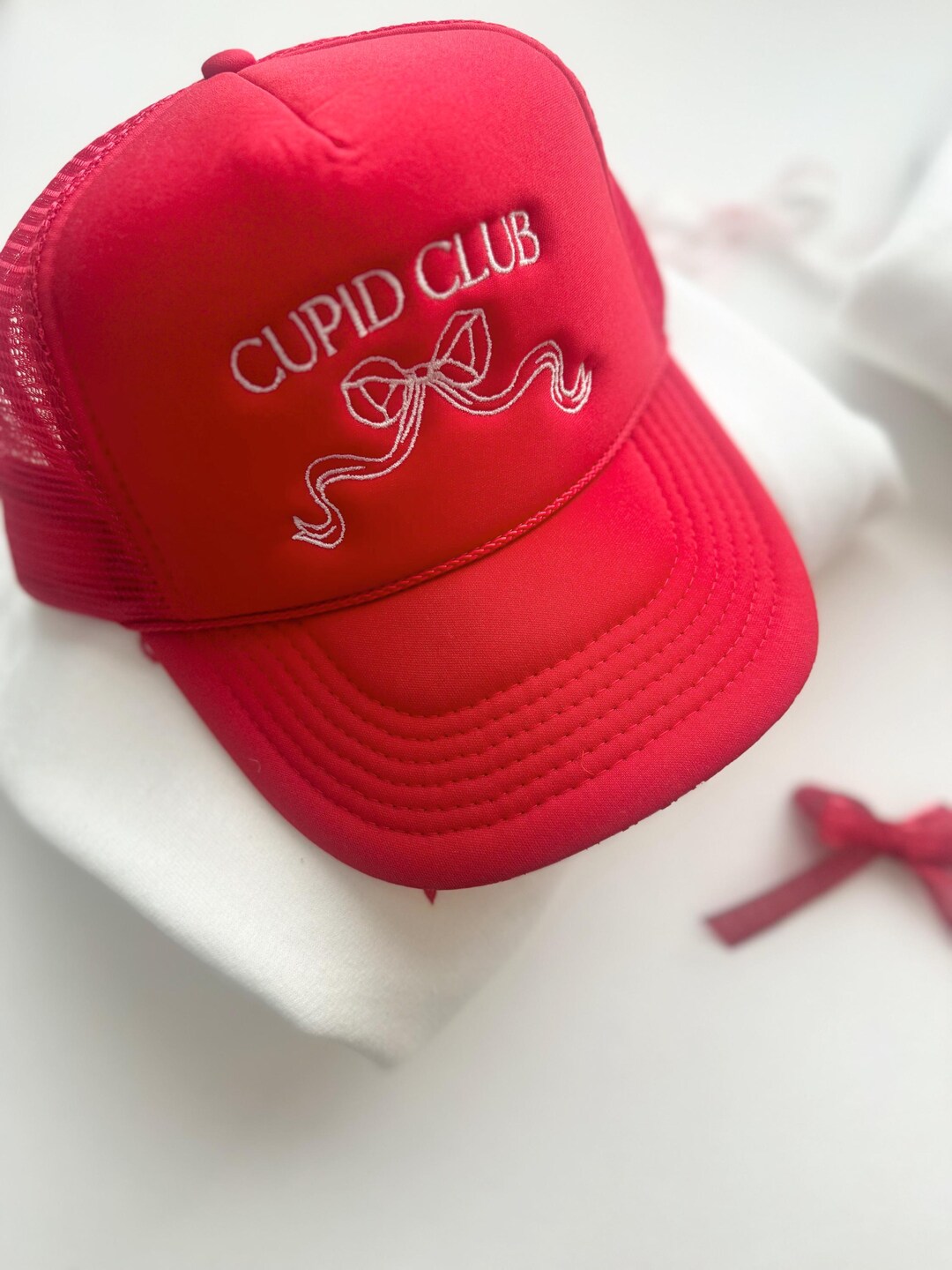 Cupid Club Sydney’s Stitching Embroidered Red Foam Trucker Hat ...