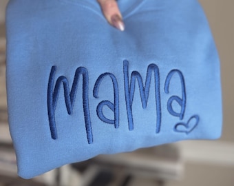 Embroidered Mama Crewneck Sweatshirt – Minimalist Script Mom Sweater – Cozy Gift for Moms – Mother’s Day Gift – Custom Mom Sweatshirt