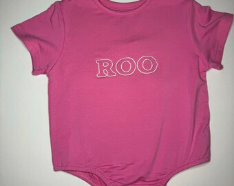 Pink Short Sleeve Baggy Bubble Romper Customized Embroidered Name Baby