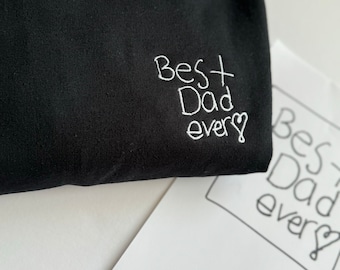 Fathers Day Dads Birthday Gift Custom Kids Handwriting Embroidered Crewneck