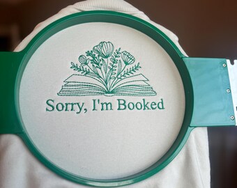 Sorry, I’m Booked Line Art Adult Embroidered Crewneck - Book Club Crewneck