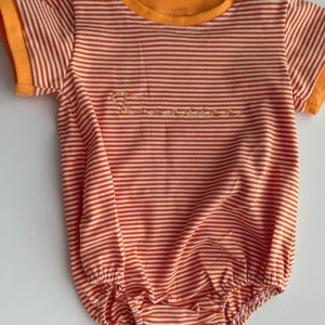 Tennessee- Orange and White Striped Baby Tshirt Bubble Romper- Custom Name- Vols