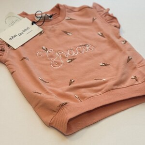 Baby Girl Embroidered Coral Ice Cream Terry Top