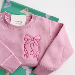 Toddler Youth Bow + Initial Embroidered Crewneck
