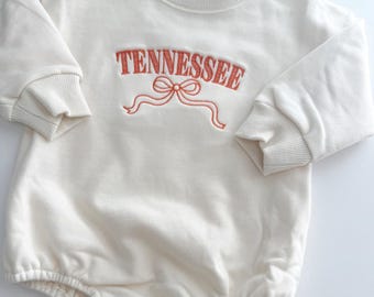 Tennessee Baby Romper | Embroidered Outfit | Tennessee and Bow Embroidery