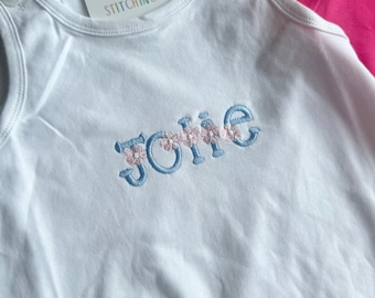 Flower Power Baby Toddler Girl Summer Sleeveless Romper Personalized Name Embroidery- New Baby Gift