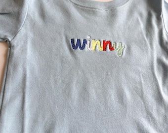Personalized Baby Name Shirt | Custom Embroidered Kids Tee | Rainbow Name Shirt | Minimalist Baby Outfit | Custom Toddler Shirt