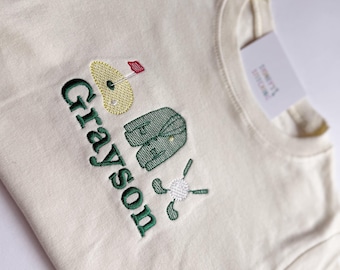Personalized Baby Toddler Youth T-Shirt | Custom Name Embroidered Tee | Golf Baby And Kids Shirt | Neutral Boy Outfit |  Baby Gift