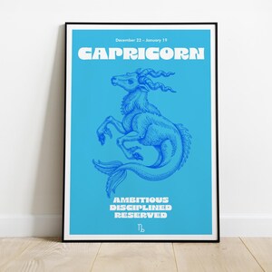 Sternzeichen-Wandkunst-Poster &quot;Steinbock&quot; | Druckbare Kunst | Minimalistische Wandkunst | Trendige Astrologie-Kunst | Sternzeichen-Poster