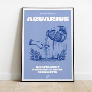 Sternzeichen &quot;Wassermann&quot; Wandkunst Poster | Druckbare Kunst | Minimalistische Wandkunst | Trendy Astrologie Kunst | Sternzeichen Poster