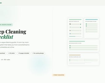 Deep Cleaning Checklist | Room-by-Room Schedule PDF (Instant Download)