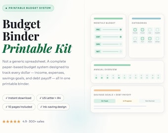 Budget Binder Printable Kit | Monthly Expense Tracker, Savings Goals (PDF Download)