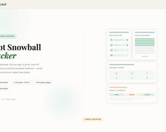 Debt Snowball Tracker PRINTABLE | Debt Payoff Planner | Budget Binder Insert | PDF Instant Download