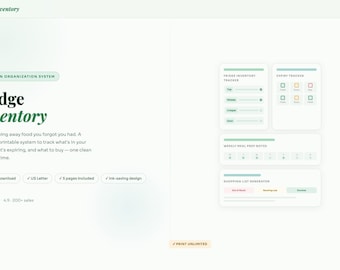 Fridge Inventory Tracker | Kitchen Organization, Meal Prep Planner (PDF Download)
