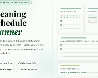 Cleaning Schedule Planner | Daily, Weekly, Monthly Checklist (Digital Download)