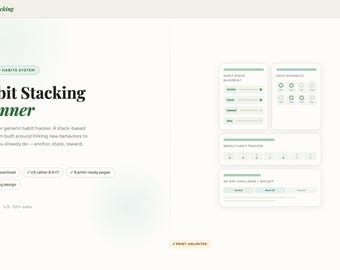 Habit Stacking Planner | Daily Tracker, 30-Day Challenge (PDF Download)