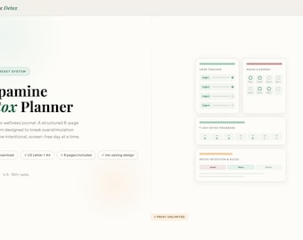 Dopamine Detox Planner Printable | Digital Detox Worksheet | Screen Free Challenge PDF Instant Download