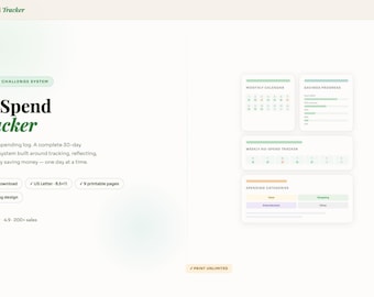 30-Day No Spend Challenge Tracker | Savings Budget Planner (PDF Download)