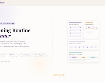 Evening Routine Planner | Nighttime Self Care, Sleep Prep Tracker (PDF)