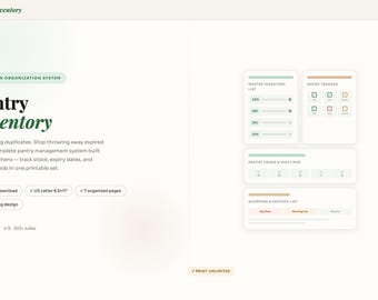 Pantry Inventory Printable | Kitchen Organization Planner | Food Storage Tracker | Pantry Checklist PDF