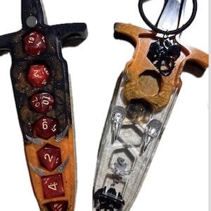Customizable Resin Dice Sword – Tabletop RPG Dice Holder (Custom Colors) imagen 1