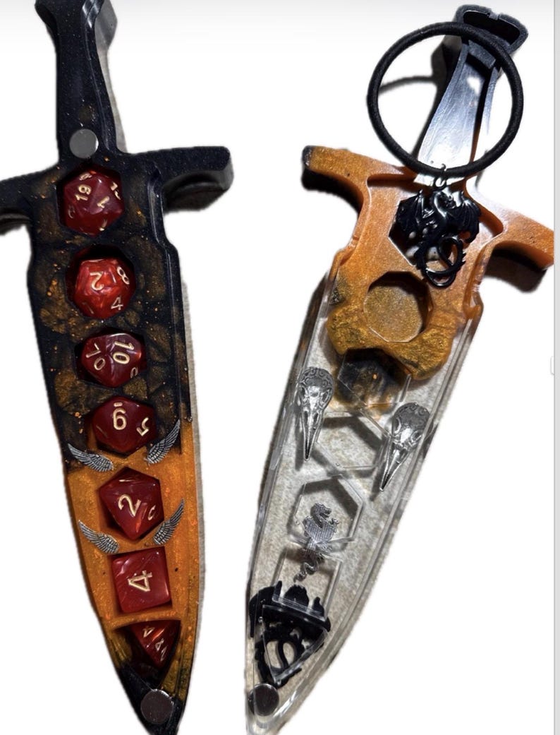 Customizable Resin Dice Sword – Tabletop RPG Dice Holder (Custom Colors) imagen 1