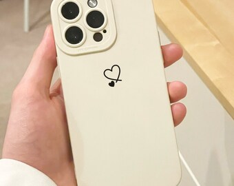 Small Heart Beige Phone Case for iPhone 17 16 15 14 13 12 11 11 Pro Max Mini 7 8 XR XS X Shockproof Phone Cover with Personalised Name