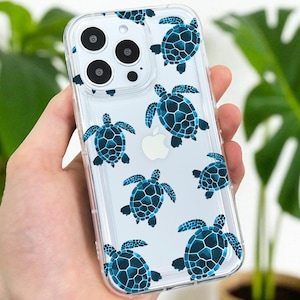 Sea Turtle Clear Phone Case for iPhone 17 16 15 14 13 12 11 11 Pro Max Mini 7 8 XR Shockproof Silicone Phone Cover Personalised Name