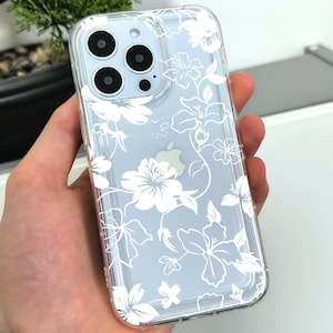 Funda transparente con estampado floral para iPhone 17, 16, 15, 14, 13, 12, 11, Pro Max, Mini, 7, 8, XR, XS, X, a prueba de golpes, con nombre personalizado