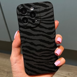 Black Zebra Print Phone Case for iPhone 17 16 15 14 13 12 11 11 Pro Max Mini 7 8 XR XS X Shockproof Phone Cover with Customised Name