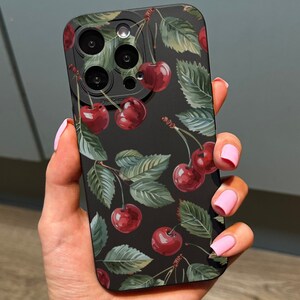 Cherry Print Phone Case for iPhone 17 16 15 14 13 12 11 11 Pro Max Mini 7 8 XR XS X Shockproof Phone Cover with Customised Name