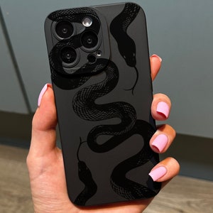Black Snake Print Phone Case for iPhone 17 16 15 14 13 12 11 11 Pro Max Mini 7 8 XR XS X Shockproof Phone Cover with Customised Name