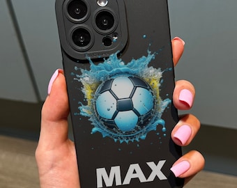 Personligt fotbollsfodral för iPhone 17 16 15 14 13 12 11 11 Pro Max Mini 7 8 XR XS X Stötsäkert telefonfodral med pojkars fotboll
