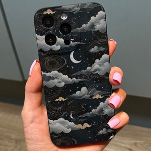 Black Night Cloud Phone Case for iPhone 17 16 15 14 13 12 11 11 Pro Max Mini 7 8 XR XS X Shockproof Phone Cover with Customised Name