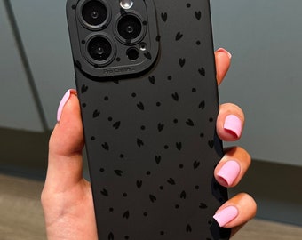 Small Black Heart Phone Case for iPhone 15 14 13 12 11 11