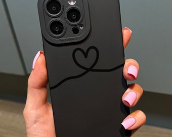 Love Heart Simple Phone Case with Personalised Name for iPhone 17 16 15 14 13 12 11 11 Pro Max Mini 7 8 XR XS X Shockproof Cover Cute Design