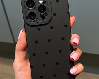 iPhone15 / black 【dress HEART 】 Emo Gothic Black Heart Phone Case for iPhone 17 16 15 14 13