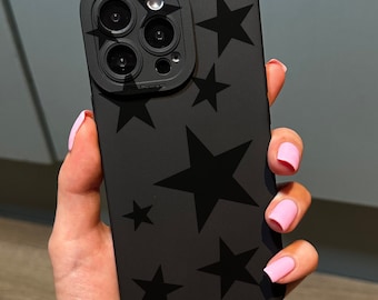 Black Star Phone Case for iPhone 17 16 15 14 13 12 11 11 Pro Max Mini 7 8 XR XS X Shockproof Phone Cover with Customised Name