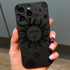 Sun Moon and Star Phone Case für iPhone 17 16 15 14 13 12 11 11 Pro Max Mini 7 8 XR XS X Stoßfeste Handyhülle mit individuellem Namen