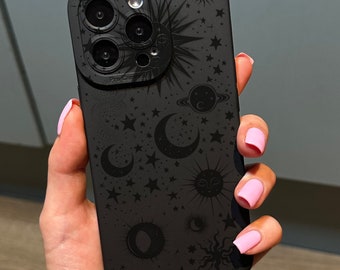 Star Moon Sun Phone Case for iPhone 17 16 15 14 13 12 11 11 Pro Max Mini 7 8 XR XS X Shockproof Phone Cover with Customised Name