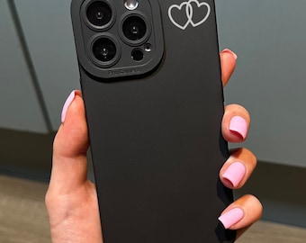 Small Black Heart Phone Case for iPhone 15 14 13 12 11 11