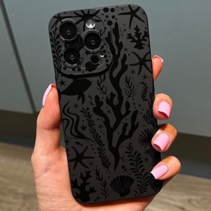 Black Coral Fish Sea Shell Phone Case for iPhone 17 16 15 14 13 12 11 11 Pro Max Mini 7 8 XR XS X Shockproof Phone Cover Customised Name image 1