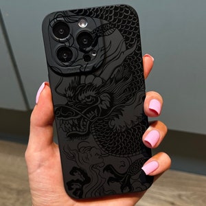 Black Dragon Print Phone Case for iPhone 17 16 15 14 13 12 11 11 Pro Max Mini 7 8 XR XS X Shockproof Phone Cover with Customised Name