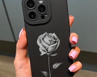 White Rose Floral Phone Case for iPhone 17 16 15 14 13 12 11 11 Pro Max Mini 7 8 XR XS X Shockproof Phone Cover with Customised Name