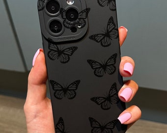 Schmetterling Muster Handyhülle mit Name für iPhone 17 16 15 14 13 12 11 11 Pro Max Mini 7 8 XR XS X Stoßfest Handyhülle