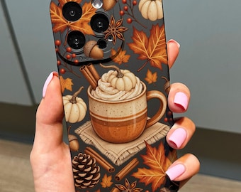 Pumpkin Spice Latte Phone Case for iPhone 18 17 16 15 14 13 12 11 11 Pro Max Mini 7 XR XS X Shockproof Phone Cover with Custom Name