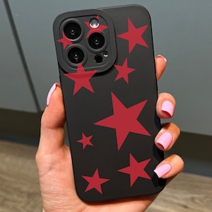 Etui na telefon Red Star Black do iPhone'a 17 16 15 14 13 12 11 11 Pro Max Mini 7 8 XR XS X, odporne na wstrząsy, z możliwością personalizacji